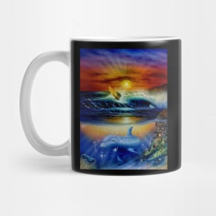 Surfer and dolphin Mug